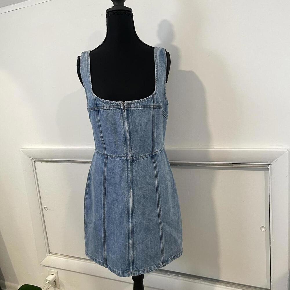 Blue denim mini dress with zipper down the front. lulus size medium - Picture 3 of 7